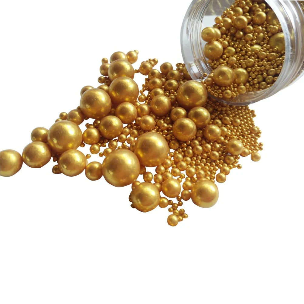Secure Edible Gold Sugar Pearls Candy Sprinkles 120G 4.23Ounce Baking Cake Sprinkles Cupcake and Cake Topper Cookie Decorations Wedding Party Valentines Traditional
