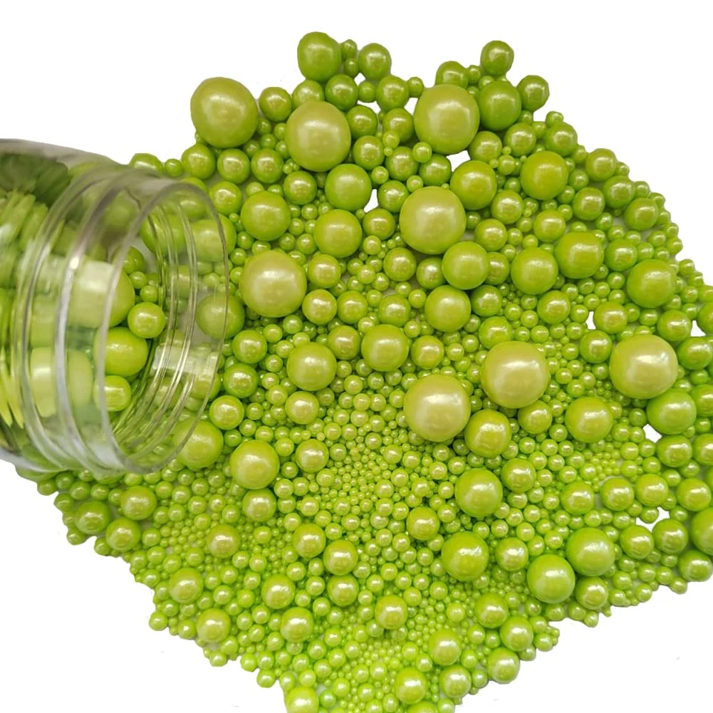 High-Performance Edible Green Sugar Pearls Candy Sprinkles 120G 4.23Ounce Baking Cake Sprinkles Cupcake and Cake Topper Cookie Decorations Wedding Party Valentines Organic