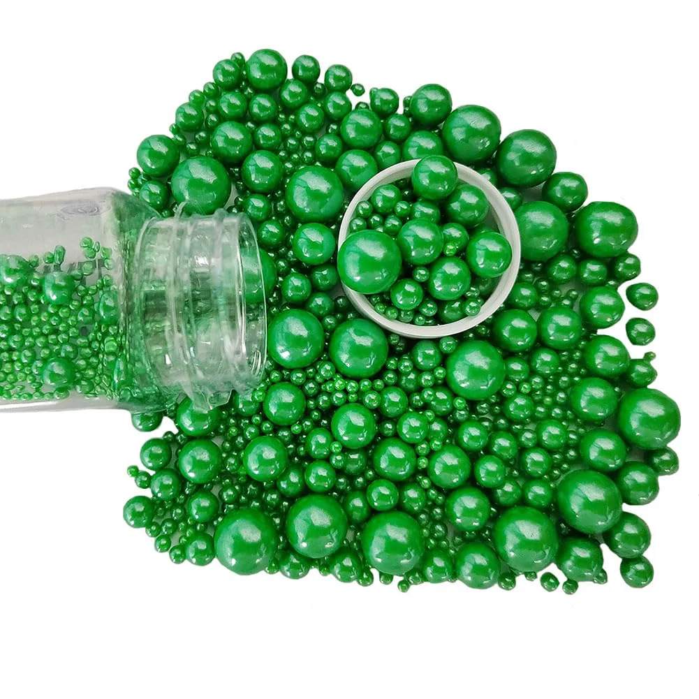 Authentic Edible Christmas Green Sugar Pearls Candy Sprinkles 120G 4.23Ounce Baking Cake Sprinkles Cupcake and Cake Topper Cookie Decorations Wedding Party Original Design