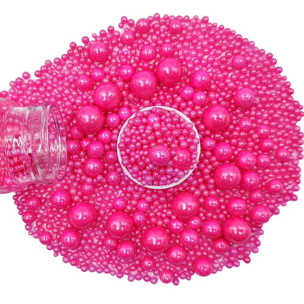 Soft Edible Rose Pink Sugar Pearls Candy Sprinkles 120G 4.23Ounce Baking Cake Sprinkles Cupcake and Cake Topper Cookie Decorations Wedding Party Smooth