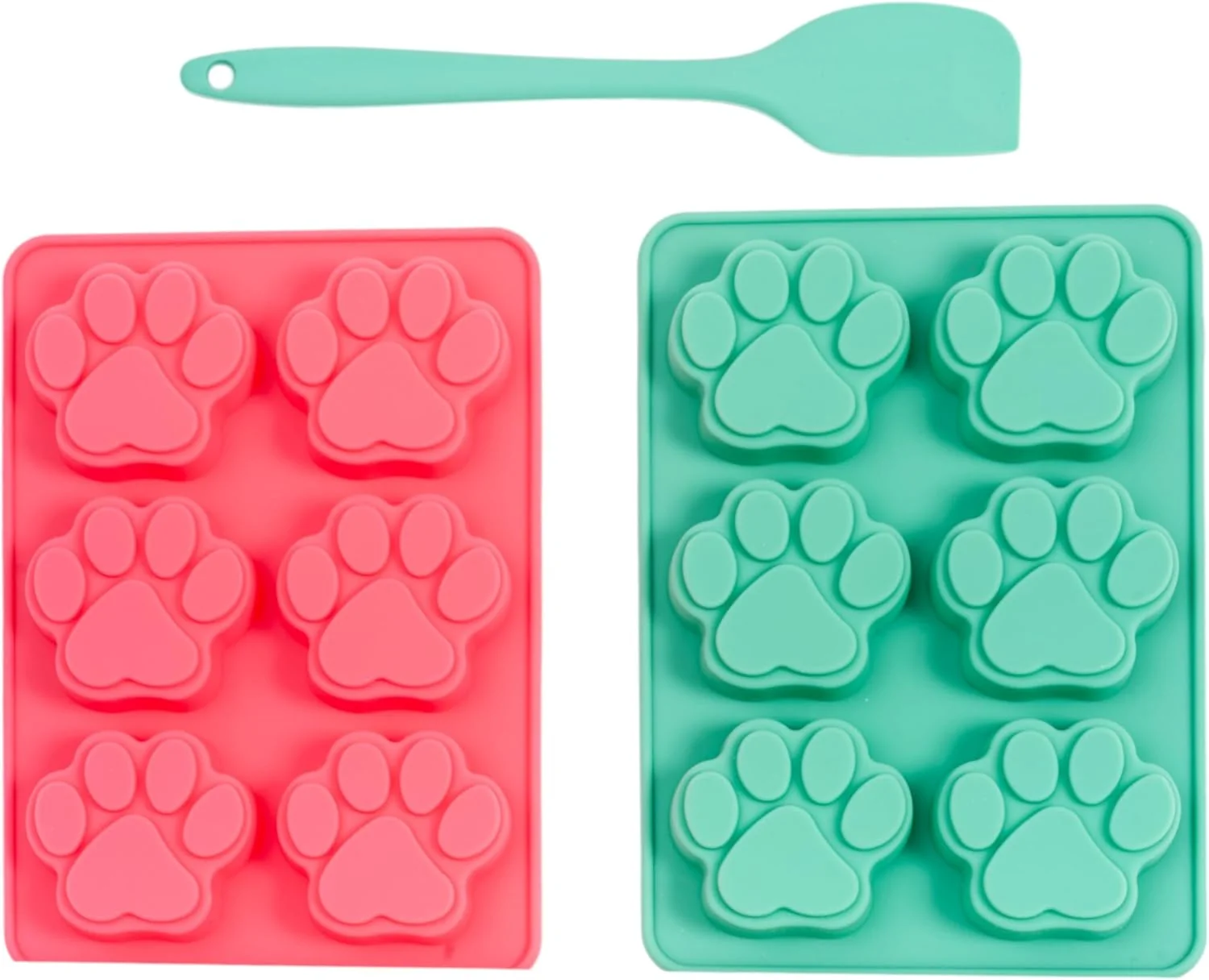 Comfortable Country Living 3-Piece Silicone Baking Kit – Includes 2 Baking Trays 6-Cavity Paw Print Mold Spatula – Non-stick Silicone for Homemade Dog Treats Original