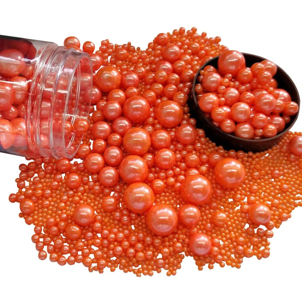 Exclusive Edible Orange Sugar Pearls Candy Sprinkles 120G 4.23Ounce Baking Cake Sprinkles Cupcake and Cake Topper Cookie Decorations Wedding Party Valentines Proven