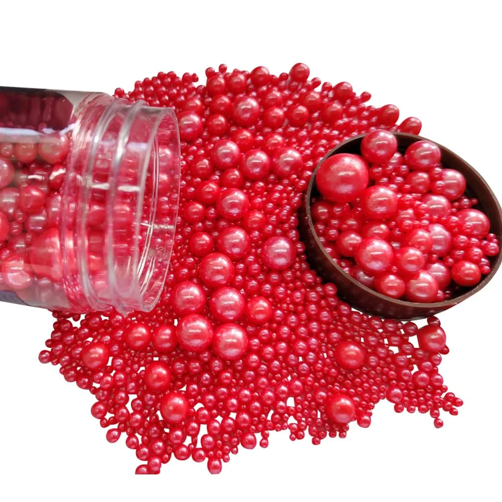 Advanced Edible Red Sugar Pearls Candy Sprinkles 120G 4.23Ounce Baking Cake Sprinkles Cupcake and Cake Topper Cookie Decorations Wedding Party Valentines Exceptional