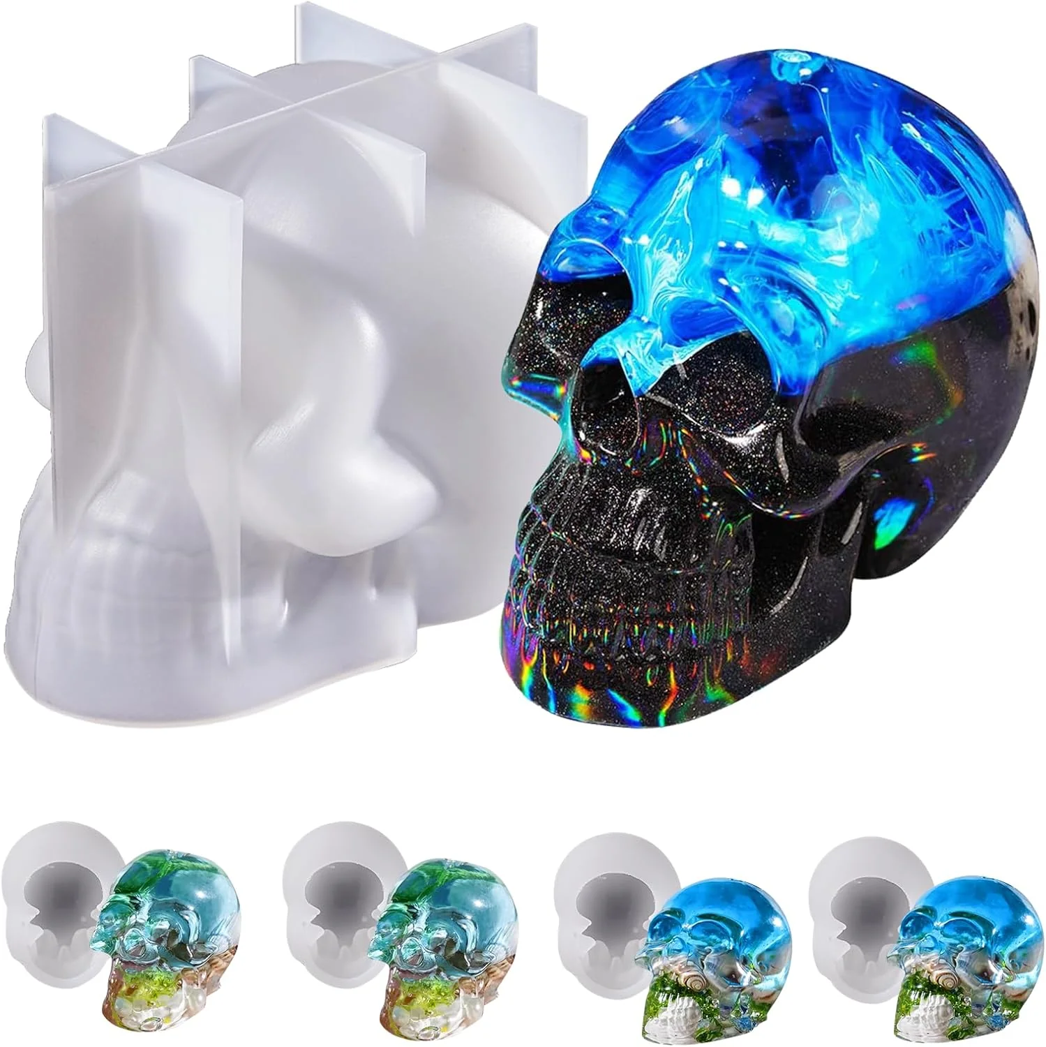 Comfortable LET’S Resin Resin Molds Silicone 1 Pc Large Silicone Skull Epoxy Molds with 4 Pcs Small Skeleton Epoxy Resin Molds for Resin Casting Art Crafts Premium