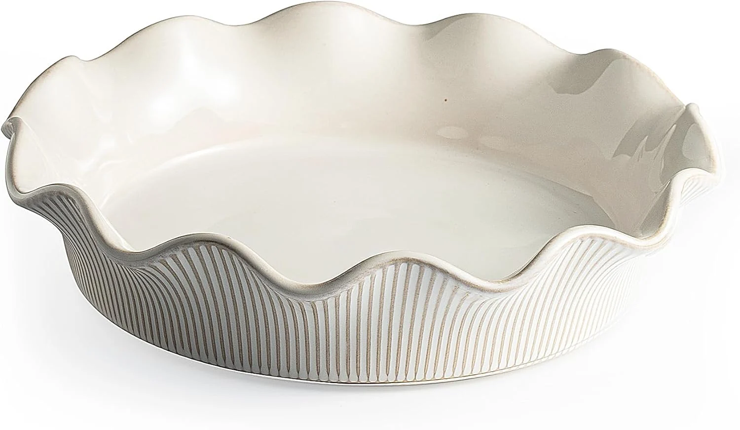 Unique Ceramic Deep Pie Pan for Baking 11 inch Porcelain Pie Dish for Apple Pie Oven Dishwasher Safe Farmhouse Decor 48 Ounce Deep Plate for Kitchen Smooth