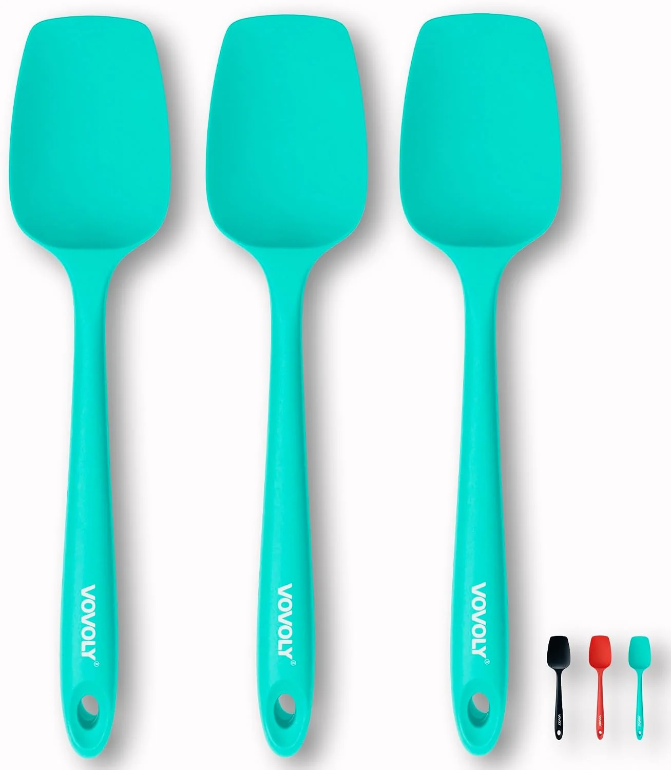 Selected Silicone Spatula Set High Heat Resistan Rubber Spoon Spatula Non-Stick Spoonula with Seamless One Piece Design Flexible Scrapers Baking Mixing Tool 3 Pack teal Organic