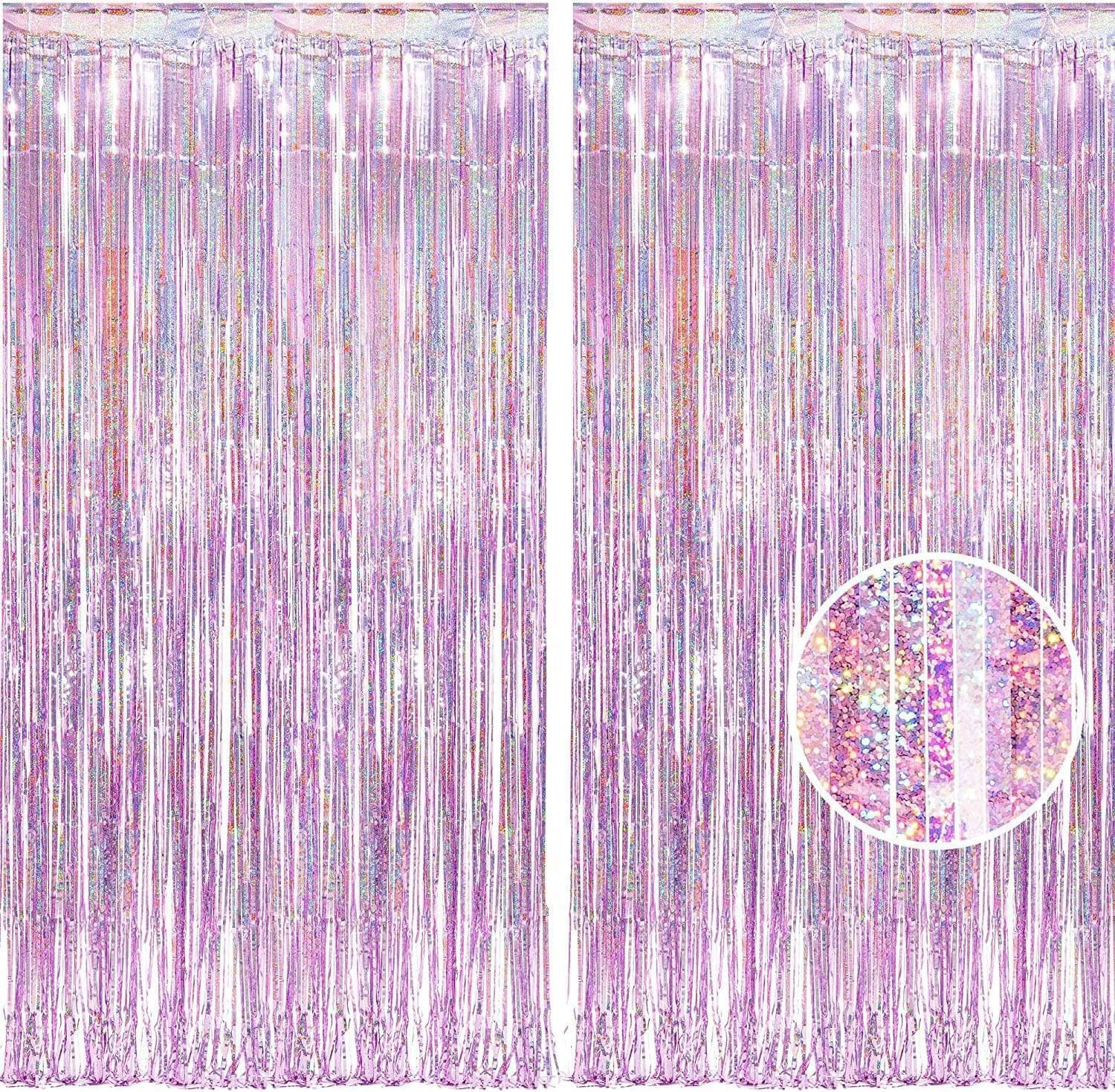 Fine Crafted Braveshine Pink Streamers Tinsel Foil Fringe Curtains – 2Pcs 3.2×8.2ft Metallic Photo Booths Backdrop for Girl Princess Birthday Bridal Exclusive
