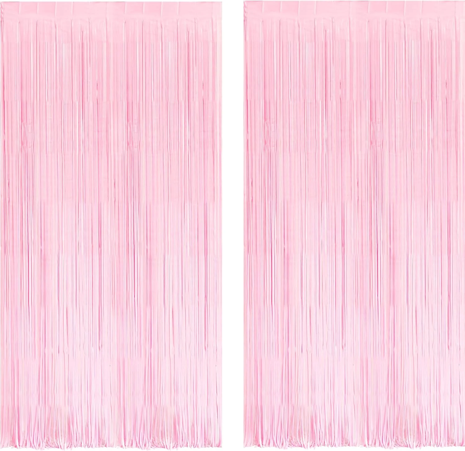 Minimalist Braveshine Pastel Pink Foil Fringe Curtains Tinsel Backdrop – 2 Pack Photo Booths Party Streamers Supplies for Halloweens Boo Girls Princess Effective