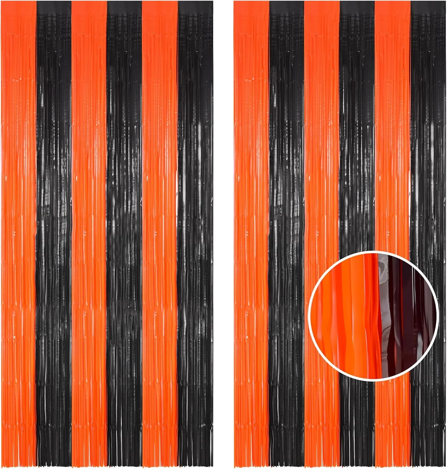 Premium Braveshine Tinsel Photo Backdrop Curtains – 2 Pack 3.2×8.2ft Black Orange Foil Fringe Streamer Curtain for Birthdays Halloweens Basketball High-Performance