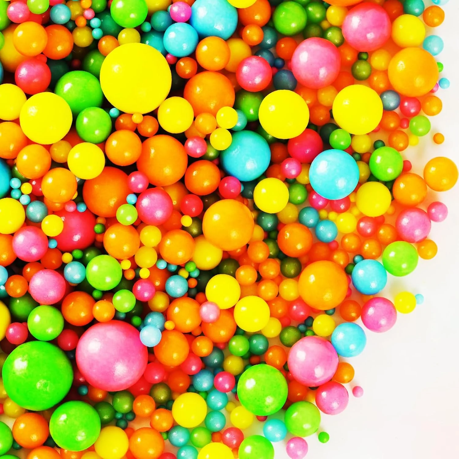 Recyclable Kasvan Rainbow Pearl Sugar sprinkles – Edible Candy Pearls 130g 4.58 Oz Mix Size Cake Candy Decorate Cakes Cookies Ice Cream Rainbow Selected