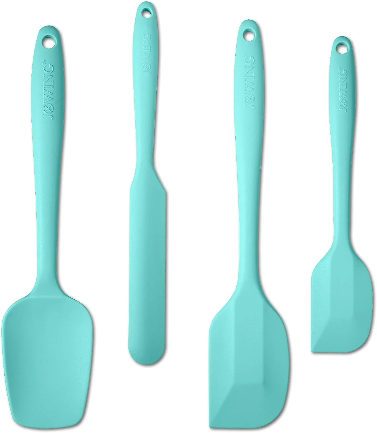 Selected 4 Piece Silicone Spatula Set Flexible Heat Resistant Non-scratch Baking Cooking Rubber Spatulas with Stainless Steel Core Aqua Sky One-piece silicone rubber spatulas for baking and cooking flexible tips gentle on nonstick cookware and dishwasher saf Top-Quality