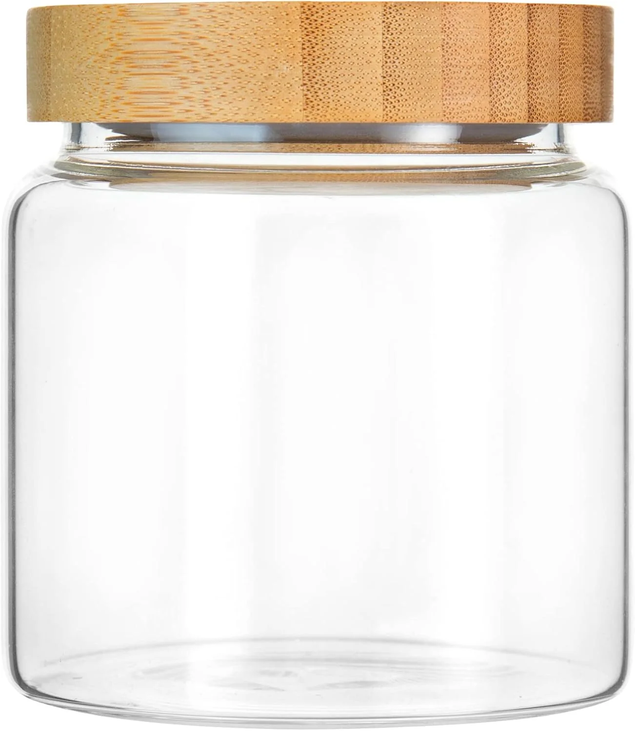 Casual 480 ml 16 oz clear cute glass storage canister holder with airtight bamboo lid modern decorative small container jar for coffee spice candy Fashionable