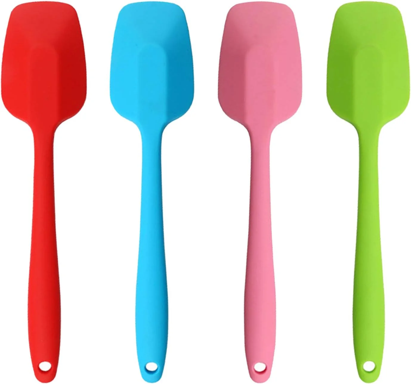 Official Silicone Spatulas 10.6 inch Rubber Spoon Spatula Heat Resistant One Piece Design Seamless Non-Stick Spoonulas Flexible Scrapers Baking Mixing Tool 4 Pcs Reusable