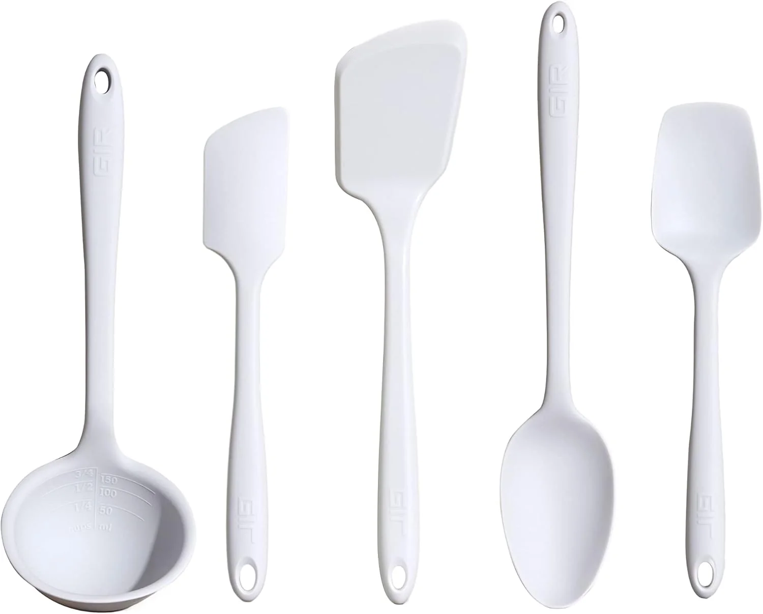 Superior GIR Get It Right 5 Piece Silicone Cooking Utensils Set – Ladle Spatula Flip Spoon Spoonula Non-Stick Heat Resistant Dishwasher Safe Easy-to-Use
