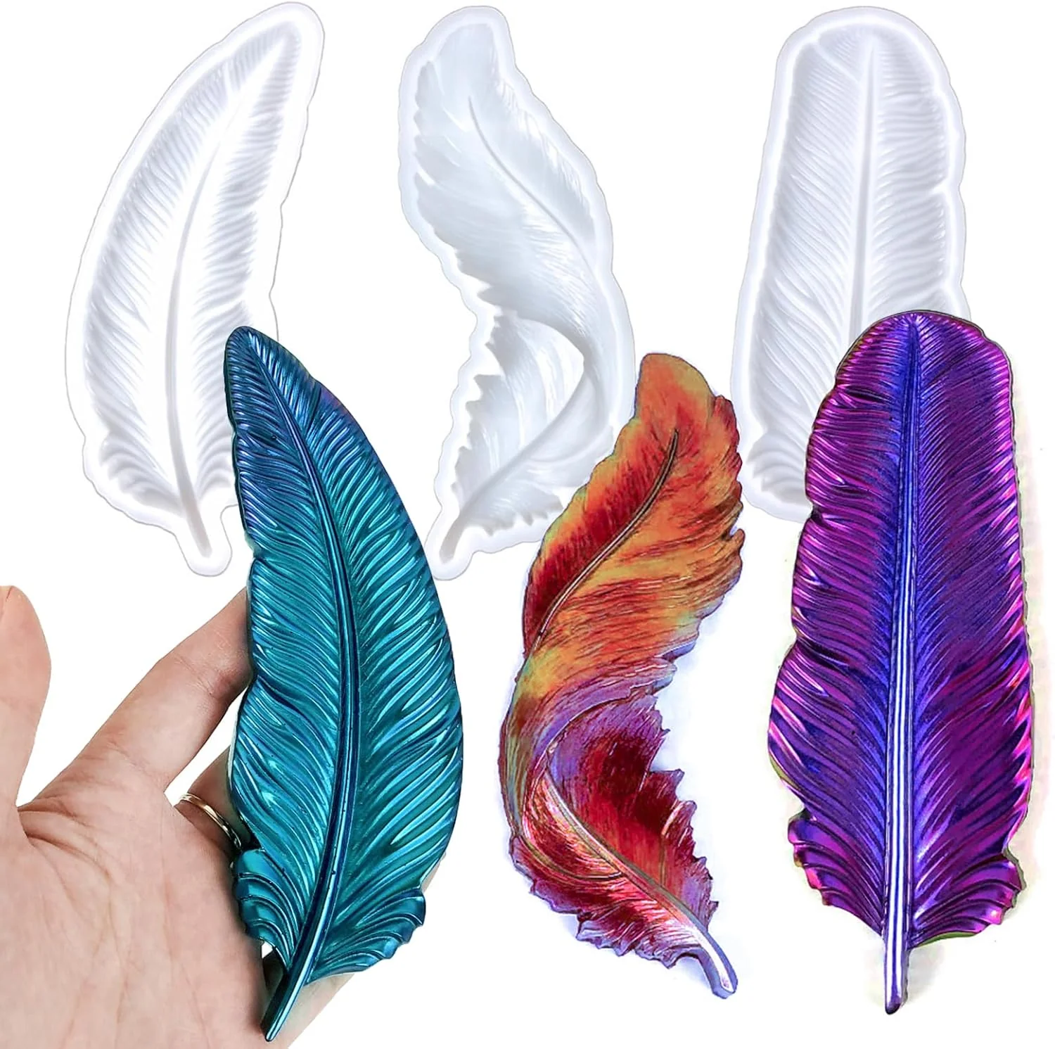 Powerful Wehous 3PCS Feather Resin Mold 3D Feather Shape Silicone Molds for Epoxy Resin Casting Concrete Wall Hanging Keychain Jewelry Pendant Decor Mould DIY Elite