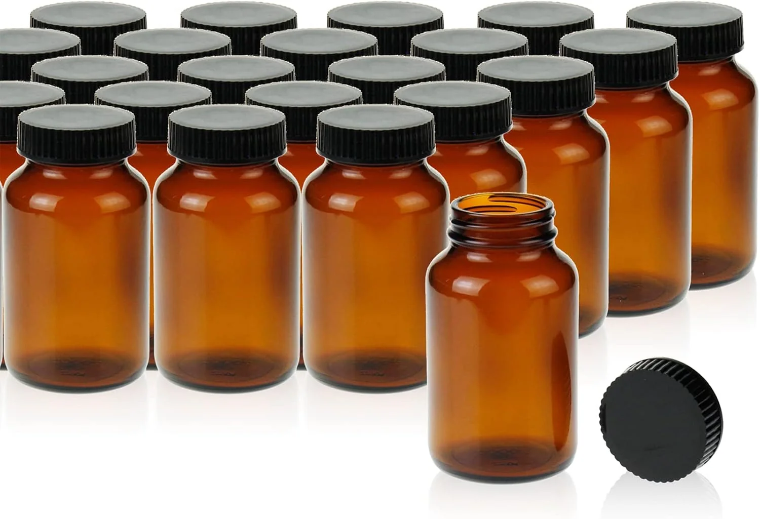 User-Friendly PEKYBIO 24 Pack 200ML Amber Glass Wide Mouth Packer Bottle with Cap Fast