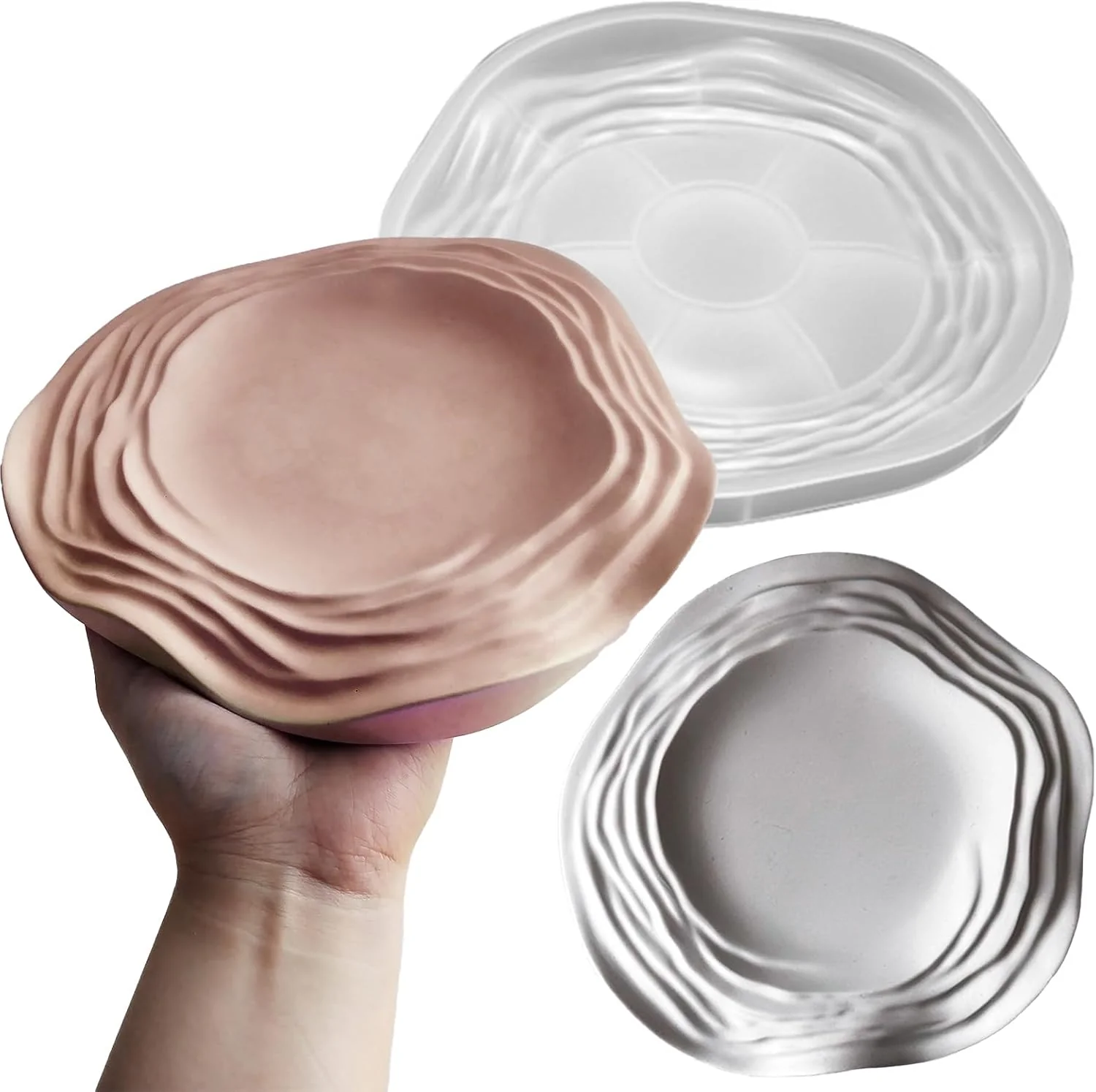 Contemporary Wehous Irregular Tray Silicone Molds Wave Flower Tray Resin Concrete Mold 3D Unique Ocean Wave Shape Storage Container Mold for Epoxy Casting
