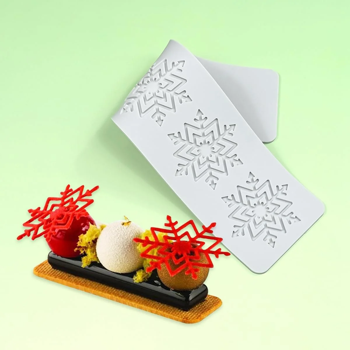 Secure mostsom Silicone Mold 3D Hollow Out Lace Mold 3D Cake Christmas Snowflakes Silicone Mould Fondant Chocolate Stencil Border Bakeware Cake Decorating Fashionable