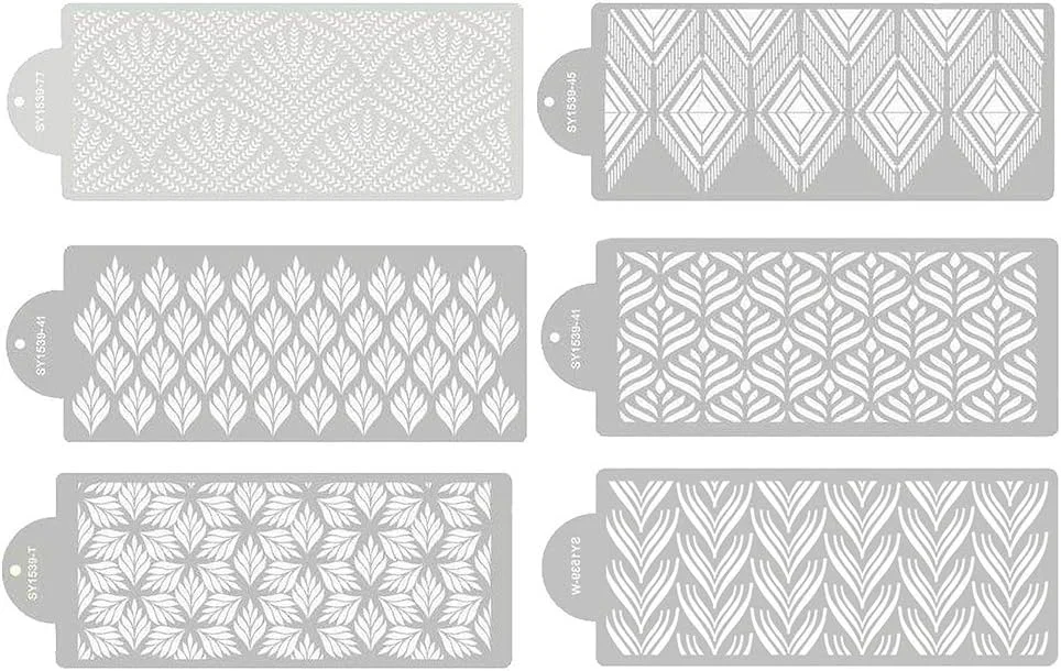 Effective RAYNAG 6 Pieces Cake Stencils Baking Templates Cookie Fondant Cupcake Embossing Mesh Stencil Dessert Decorating Molds Spray Cake Painting Stencils High-End