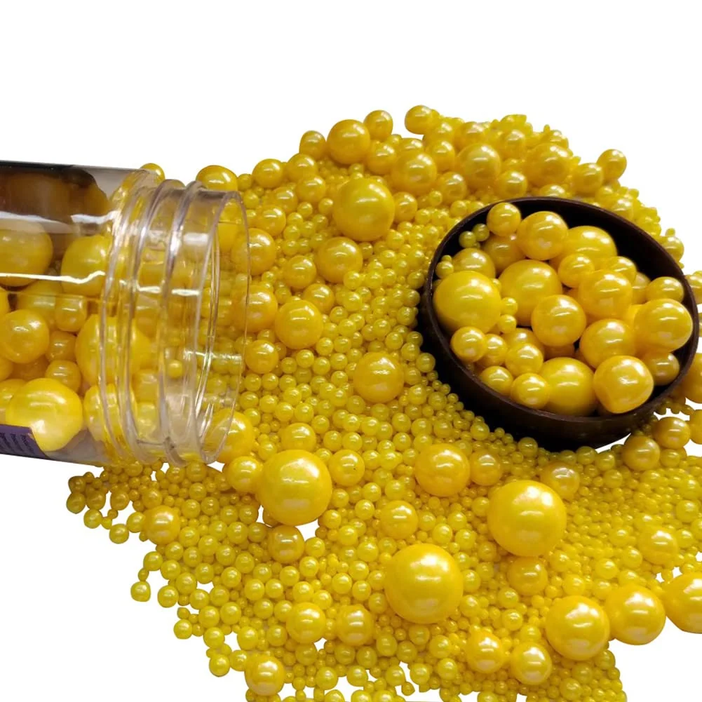 Innovative Edible Yellow Sugar Pearls Candy Sprinkles 120G 4.23Ounce Baking Cake Sprinkles Cupcake and Cake Topper Cookie Decorations Wedding Party Valentines Premium