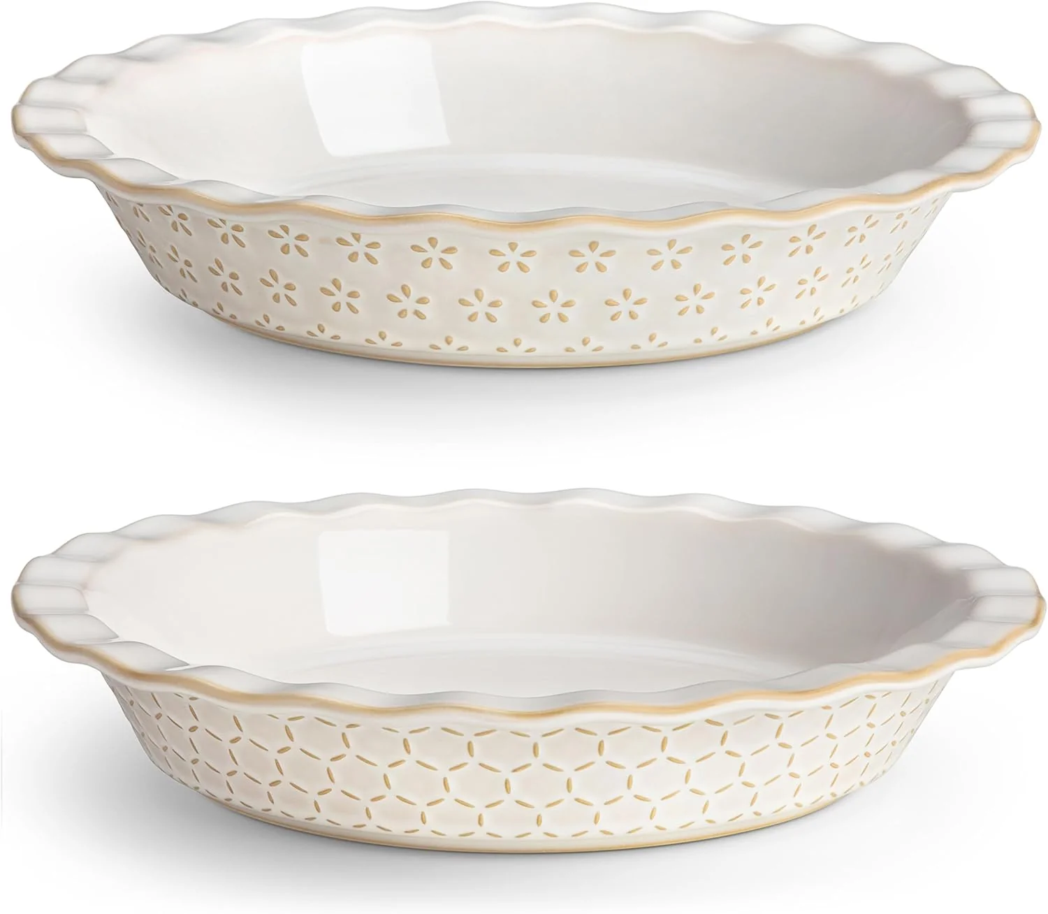 Premium Material Malacasa 9 Inch Pie Pan Embossed Deep Dish Plate 45 OZ Round Quiche Baking Dish for Oven Fluted for Apple Pie and Quiche Set of 2 Series Lydia Verified