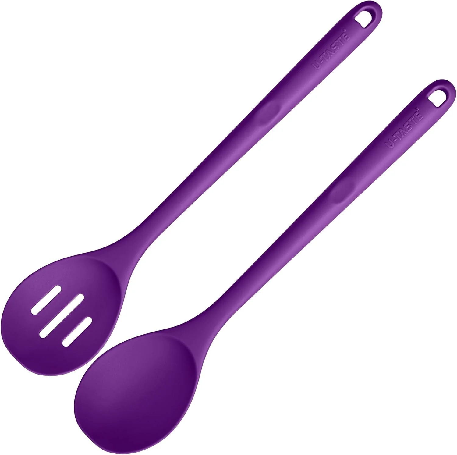 Trusted 600ºF Heat Resistant Silicone Spoons U-Taste 13.3in Solid Slotted Kitchen Cooking Spoon Nonstick Food Grade Long Rubber Utensil Original Design