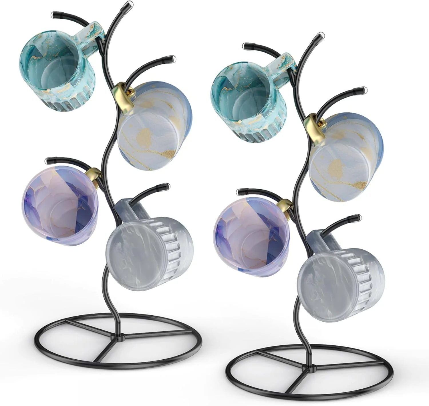 Modern 2 Pack Mug Holder Metal Coffee Mug Holders Tree Decorative Mug Rack Mug Cup Tree for Kitchen Decor Organizer Black World-Class