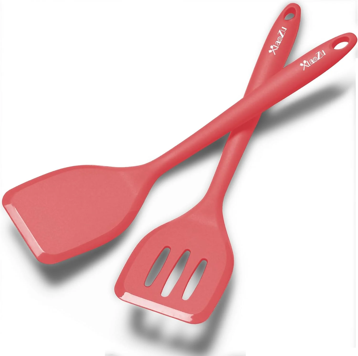 User-Friendly Silicone Spatula Turner Set High Heat Resistant Spatulas with Seamless One Piece Design Nonstick Rubber Flippers Utensils for Baking amp Cooking BPA- Red 11 IN Practical