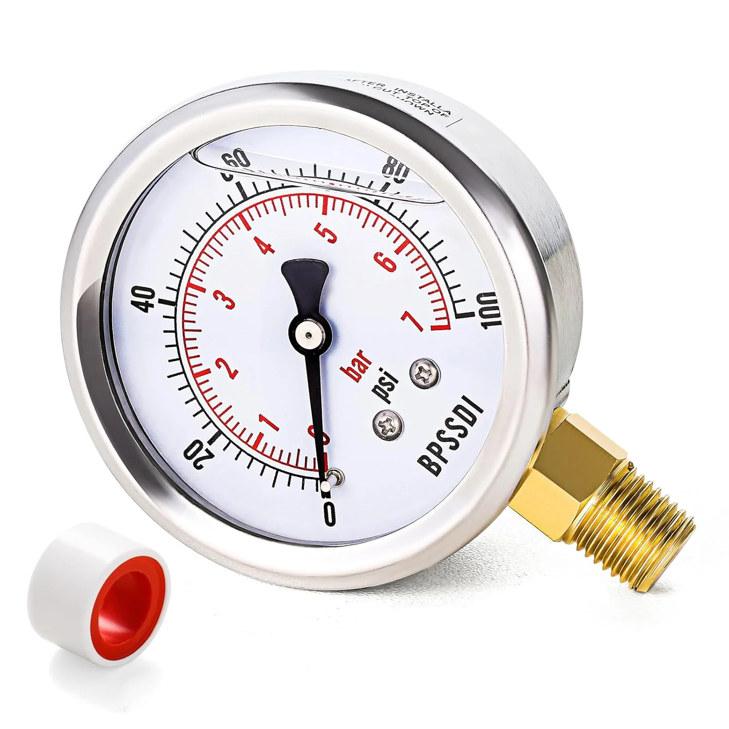 Carefully Designed 0-100 Psi Glycerin Liquid Filled Low Pressure Gauge 2.5 Dial Size 1 4 NPT Lower Mount 304 Stainless Steel Case for Water Pump Pneumatic Air Smart