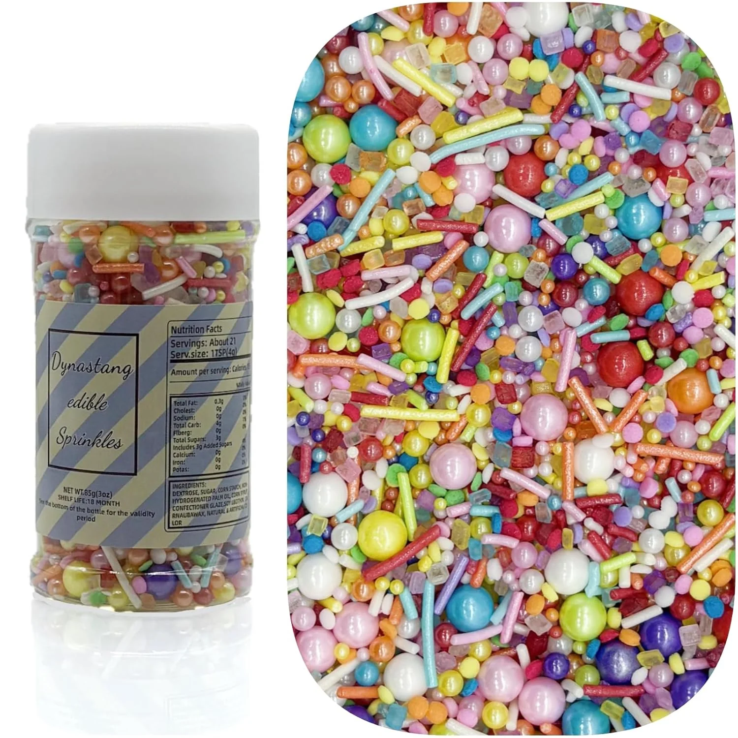 Breathable Dynastang Rainbow Sprinkles Mixed Style Edible Cake Decorations Cupcake Toppers Cookie for Cakes Cupcakes Desserts Toppings 3OZ Modern