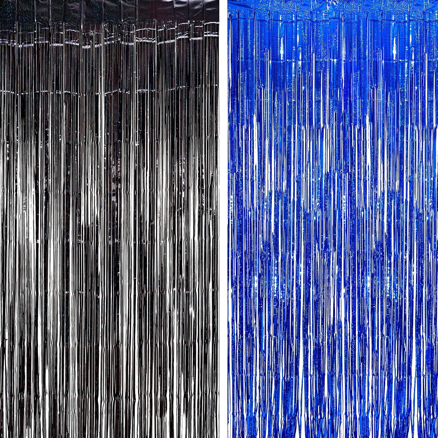 Selected BRAVESHINE Foil Fringe Curtains Metallic Tinsel Party Steamers Backdrop Black Blue 3.2×8.2ft for Graduation 16th 30thBoy Men Birthday Retirement Homecoming Ocean Bachelorette Party Decorations Certified