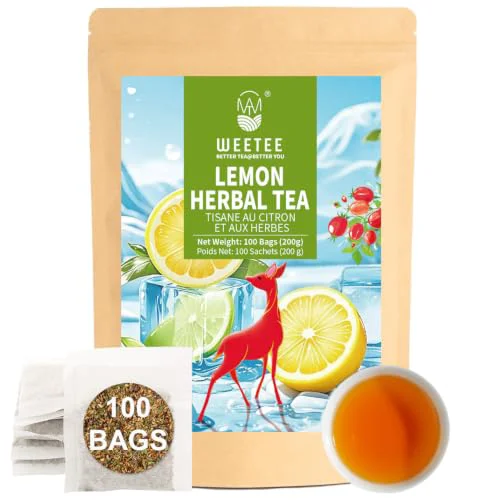 Organic Lemon Herbal Tea Bags 100ct 100 Count Lightweight