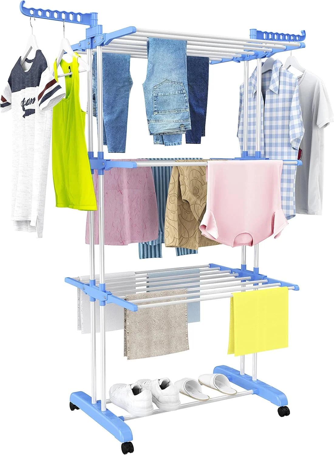 Refined HOMIDEC Clothes Drying Rack 4-Tier 67.7 H Foldable Drying Rack Clothing Convenient