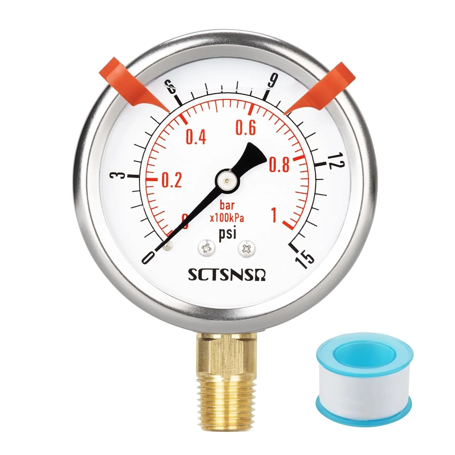 Crafted 0 to 15 Psi Pressure Gauge Liquid Filled 1 4 NPT Lower Mount Original Design