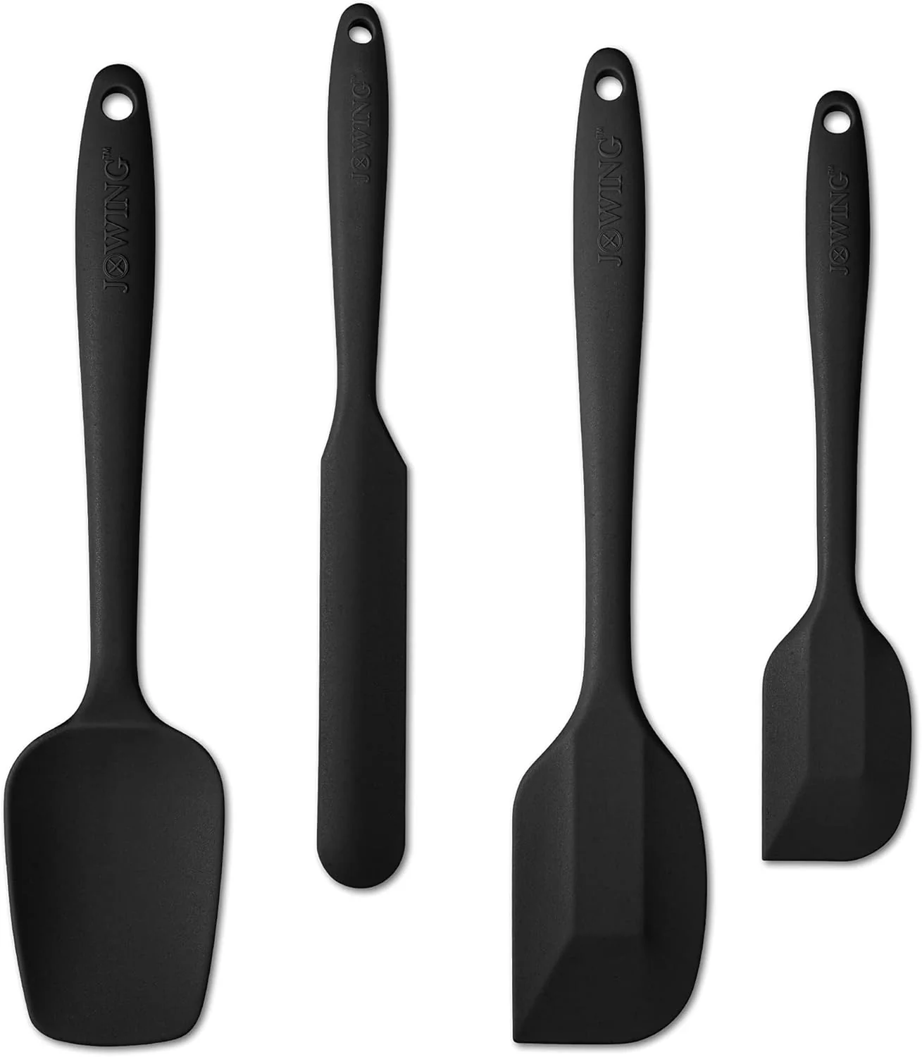 Luxury 4 Piece Silicone Spatula Set Flexible Heat Resistant Non-scratch Baking Cooking Rubber Spatulas with Stainless Steel Core Black Innovative