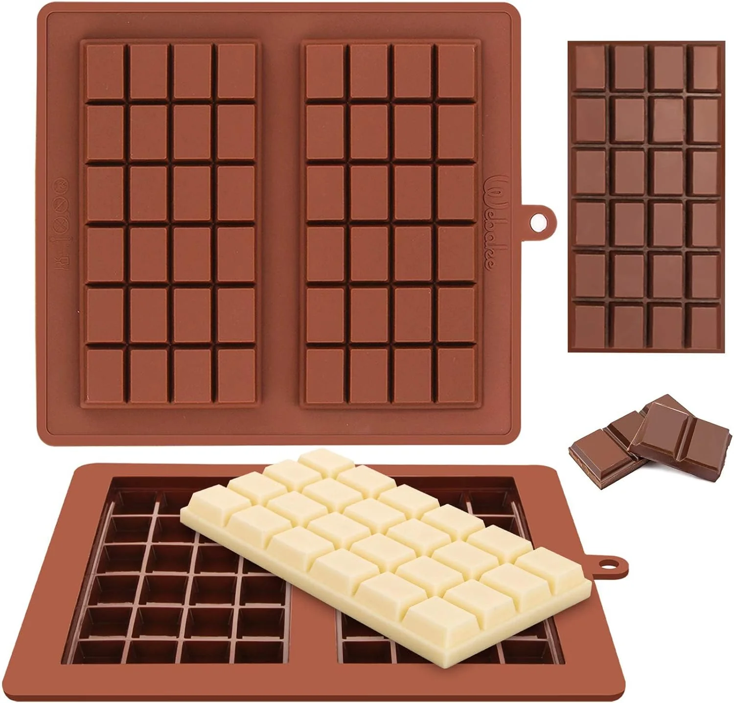 Powerful Webake Chocolate Bar Mold Silicone Break-Apart Candy Bar Molds 2 Pack for 4 Ounce Chocolate Chunk Protein Energy Bar Jumbo Chocolate Candy Bar Smart