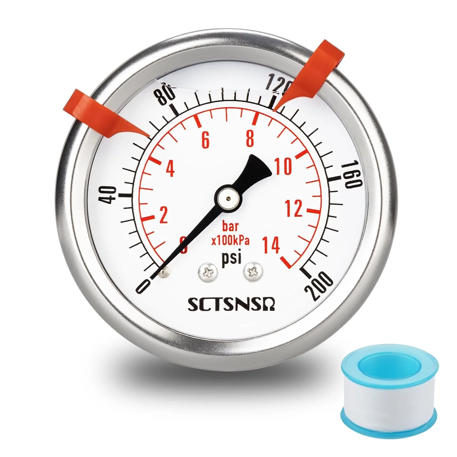 Minimalist 0 to 200 Psi Pressure Gauge Liquid Filled 1 4 NPT Back Mount Contemporary