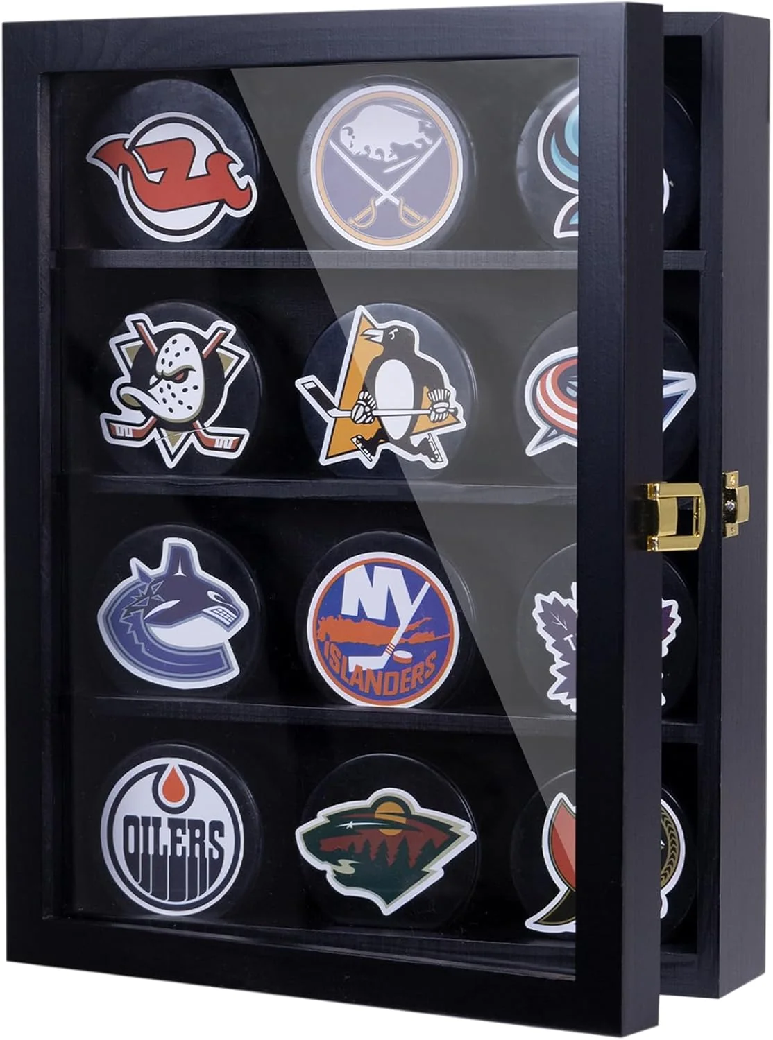 Professional 12pcs Hockey Puck Display Case Puck Display Case Hockey Puck Case Wall Mount Hockey Puck Holder Hockey Puck Display Box Hockey Puck Shadow Box Lightweight