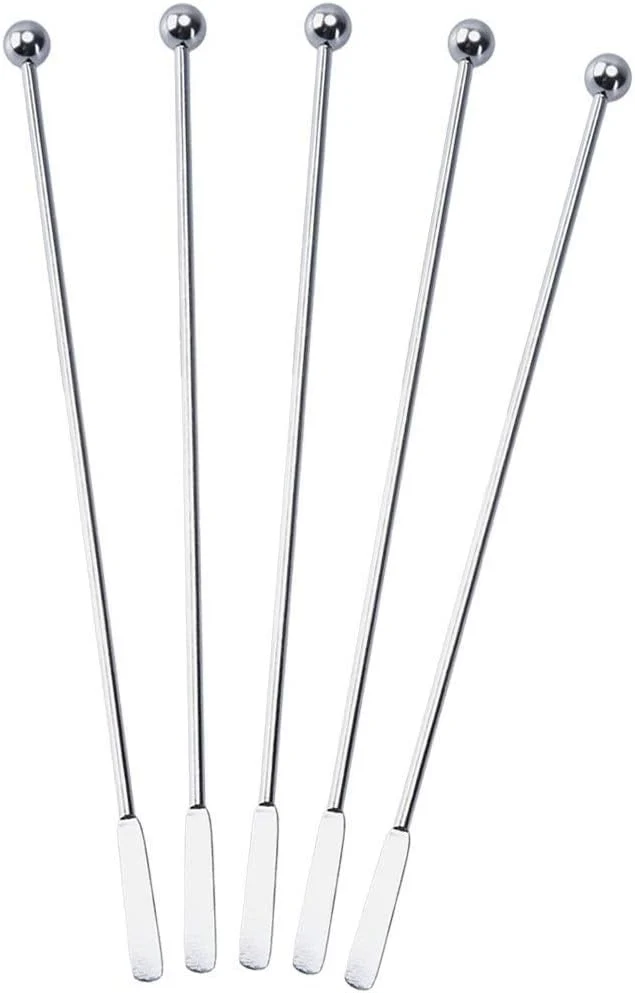Top-Quality 5 pcs Stainless Steel Coffee Beverage Stir Sticks Cocktail Stirrers Drink Swizzle Stick 7.4 Swizzle Stick Picks Tools Functional