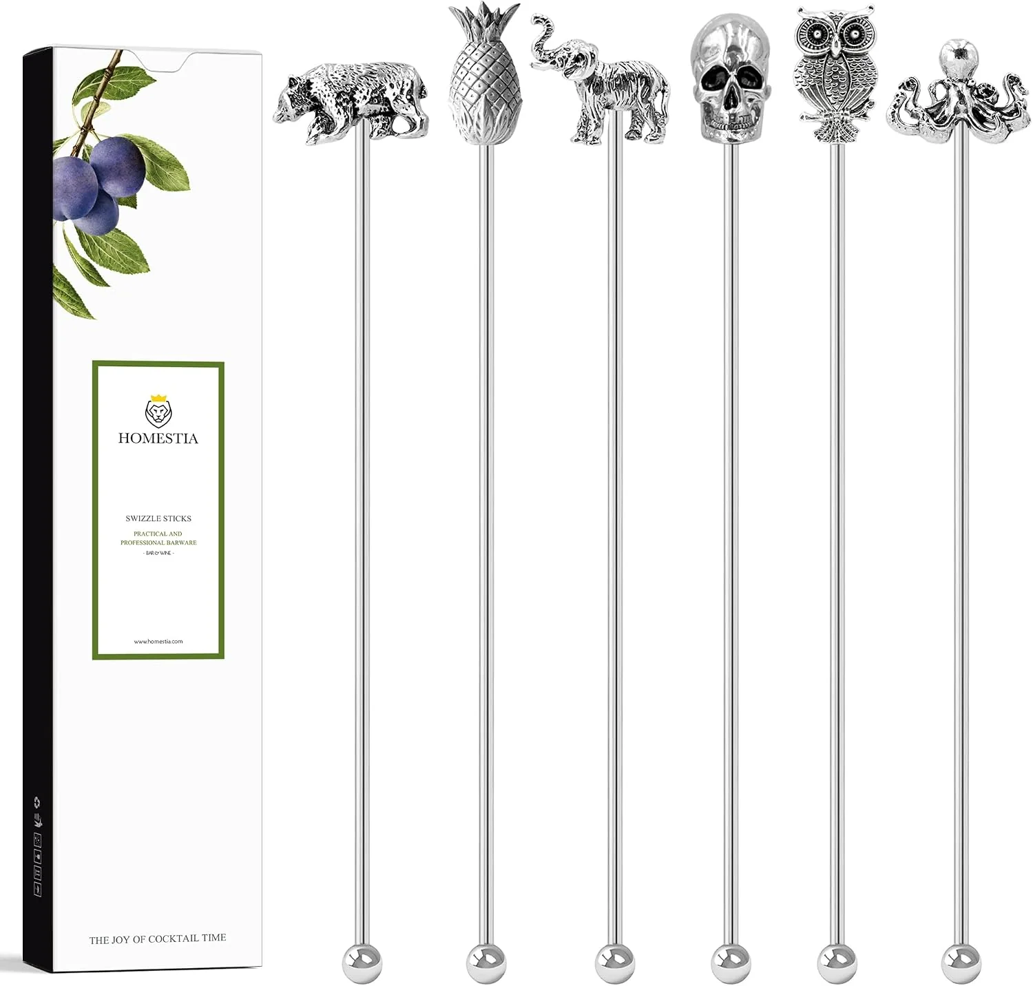 Comfortable Homestia 6 Pcs 7.5 Inch Metal Stir Sticks Swizzle Sticks Cocktail Stirrers Reusable Stainless Steel Coffee Stirrers Zinc Alloy Animal Head Beverage Drink Stirring Set for Bar Cafe Restaurant Home Use Pure