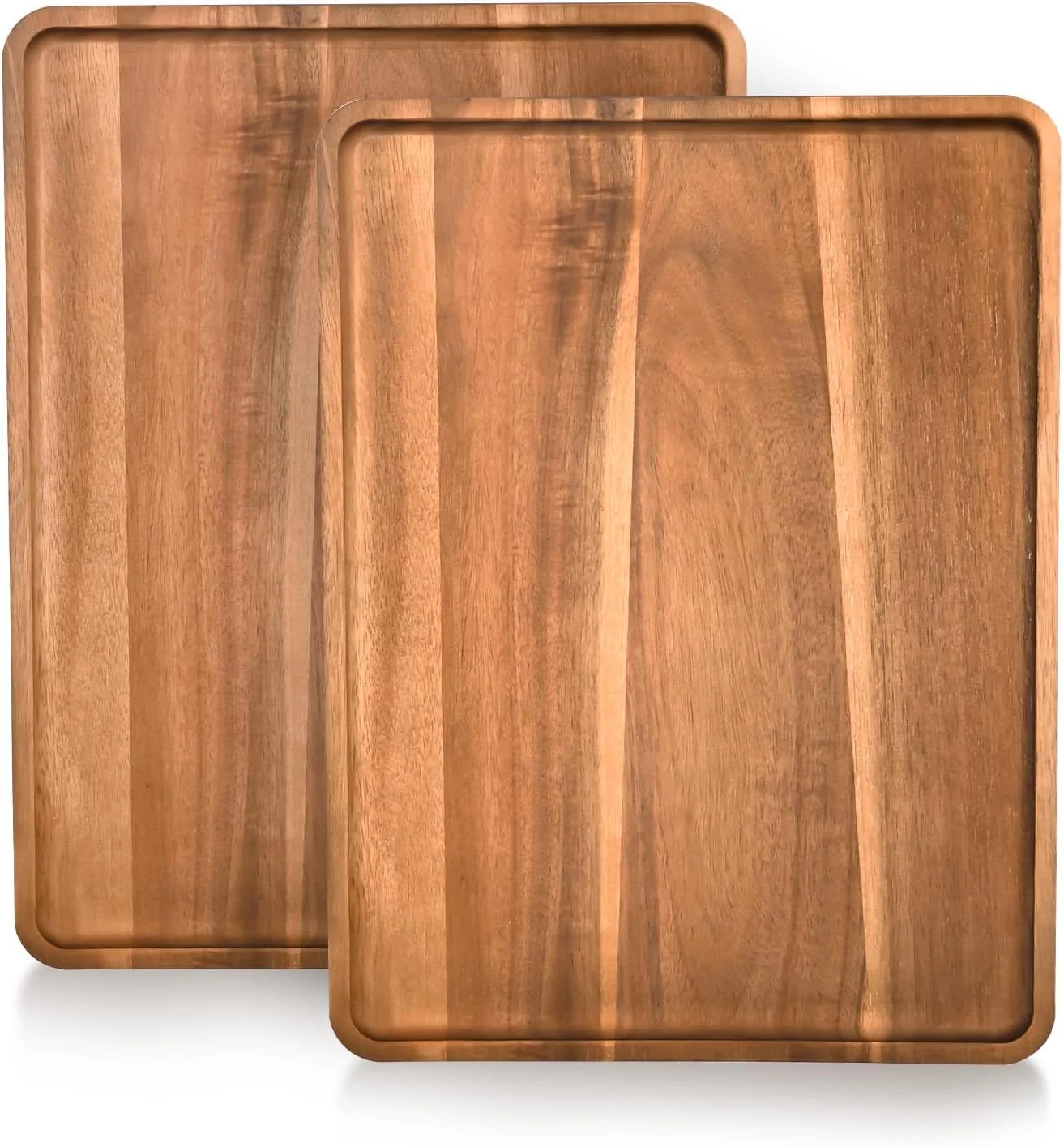 Professional 2 Pcs Acacia Wood Serving Tray Rectangular Wooden Serving Platters Charcuterie Board Large Wood Kitchen Display Tray for Food Cookie Dessert Fruit Snack Vegetable 16.6 x 12.6 x 0.6 Advanced