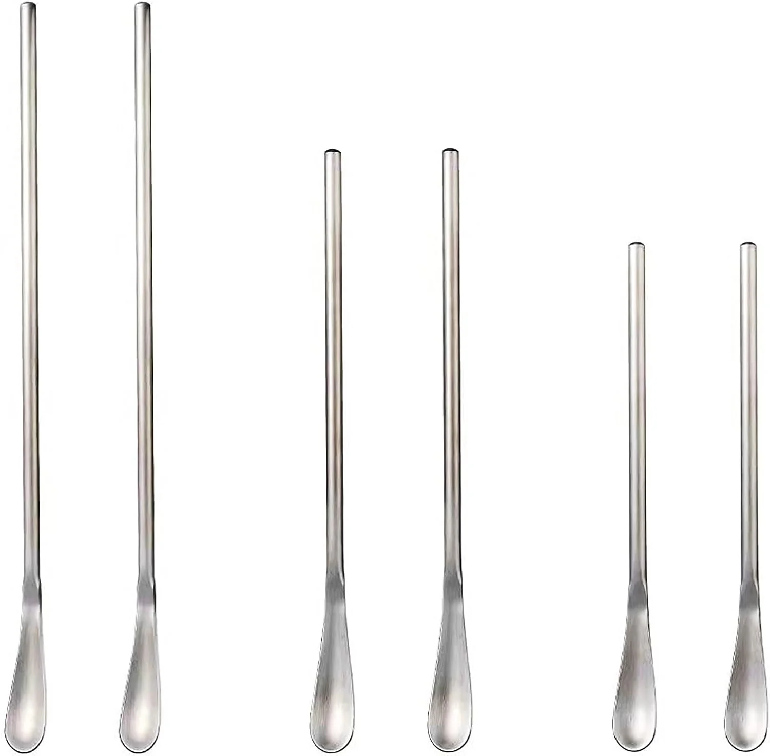 Fine Crafted 6 Pcs Coffee Stirrers 3 Sizes Reusable Coffee Stir Sticks 5” 6.3” 8.7” Stainless Steel Stirring Spoons for Espresso Iced Tea Silver Efficient