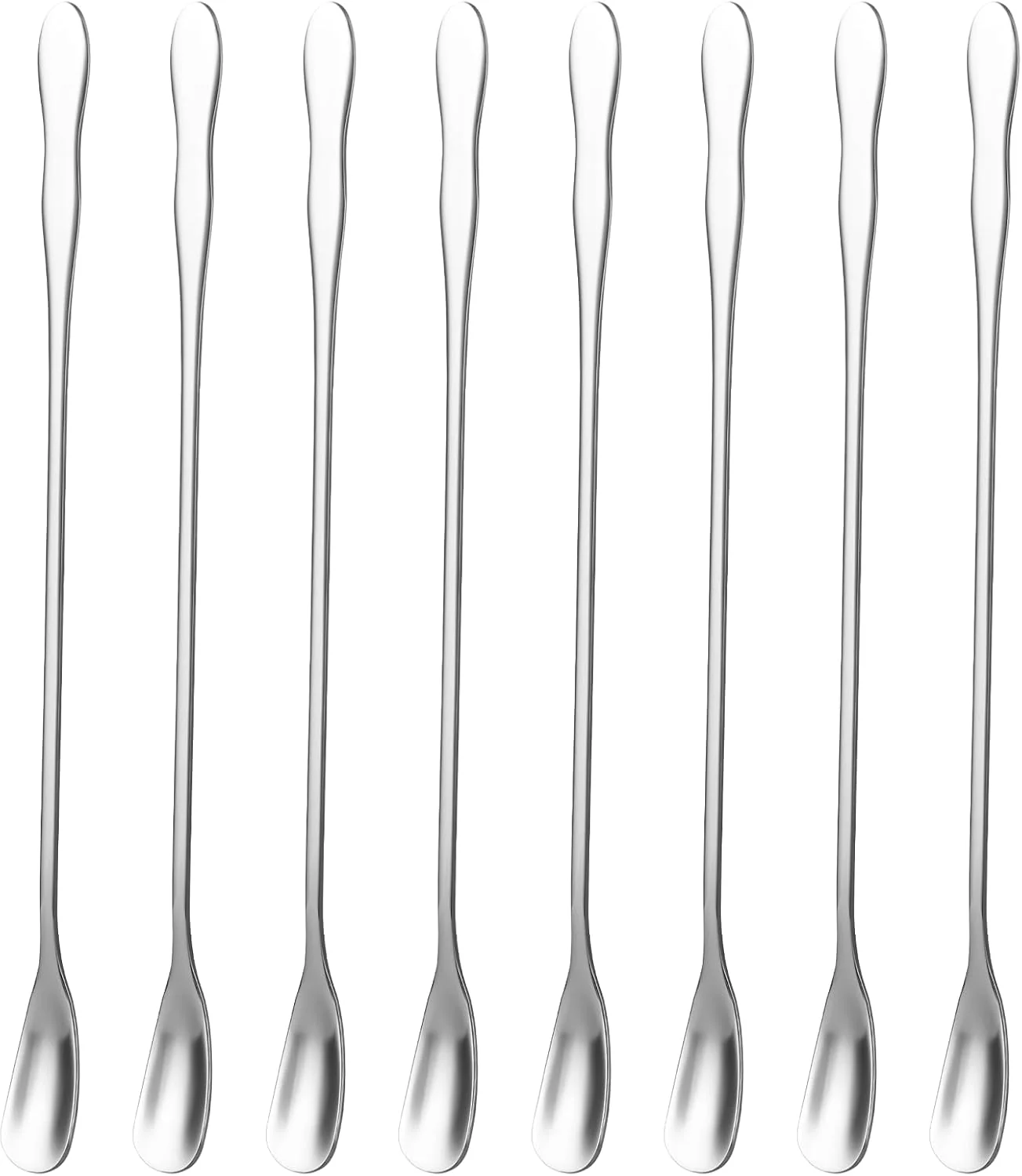 Smooth 8 PCS Stainless Steel Coffee Stirrers – Long Spoon Reusable Cocktail Stir Sticks – 7.87 Inch Bar Spoon for Stirring Coffee Cold Drink High-Quality