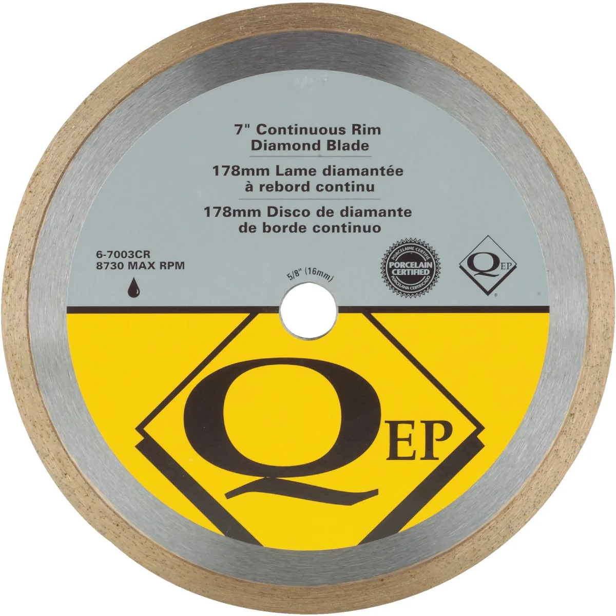Pure QEP 7 In. Continuous Rim Wet Cut Diamond Blade High-Performance