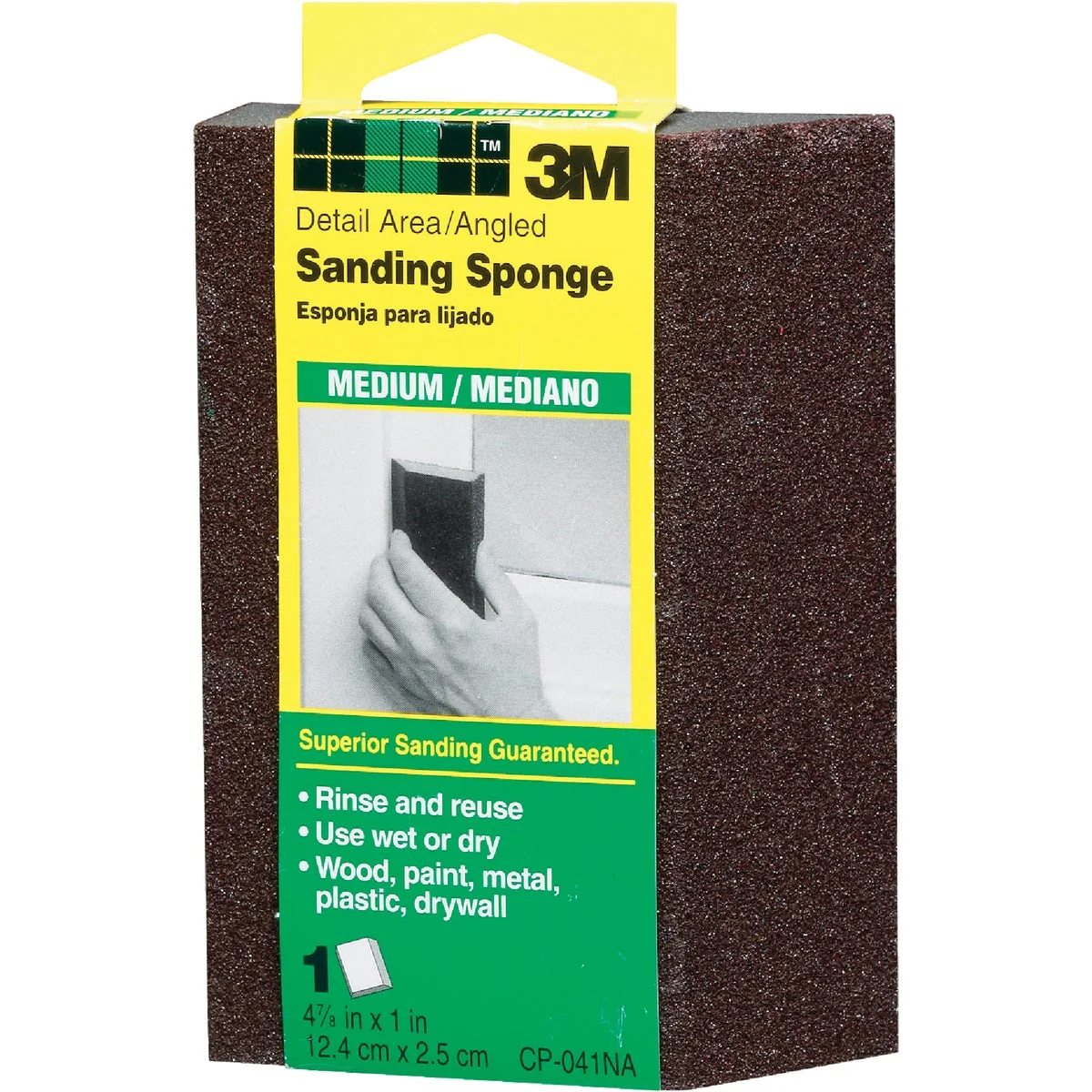 User-Friendly 3M Angled Detail Area All-Purpose 2-7 8 In. x 4-7 8 In. x 1 In. Medium Sanding Sponge Reusable