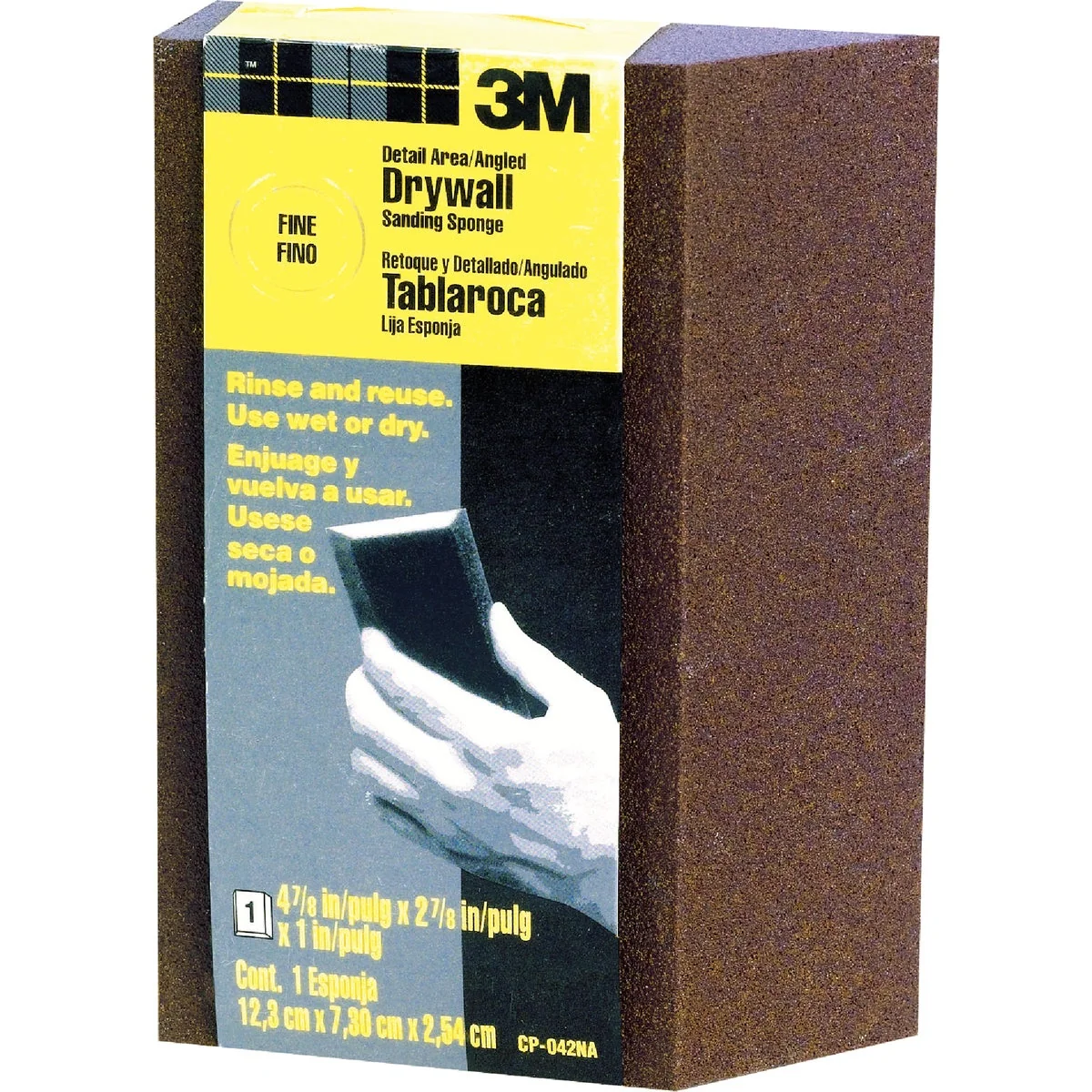 Natural 3M Angled Detail Area Drywall 2-7 8 In. x 4-7 8 In. x 1 In. Fine Sanding Sponge Recyclable