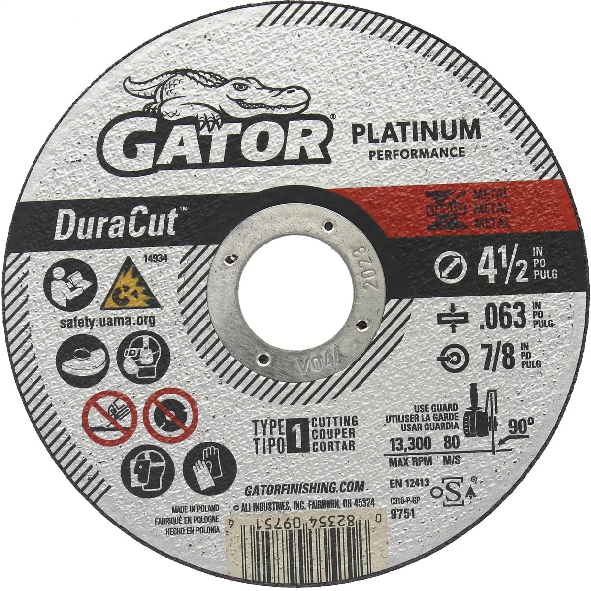 Powerful Gator Blade DuraCut Type 1 4-1 2 In. x 0.063 In. x 7 8 In. Metal Stainless Cut-Off Wheel Unique
