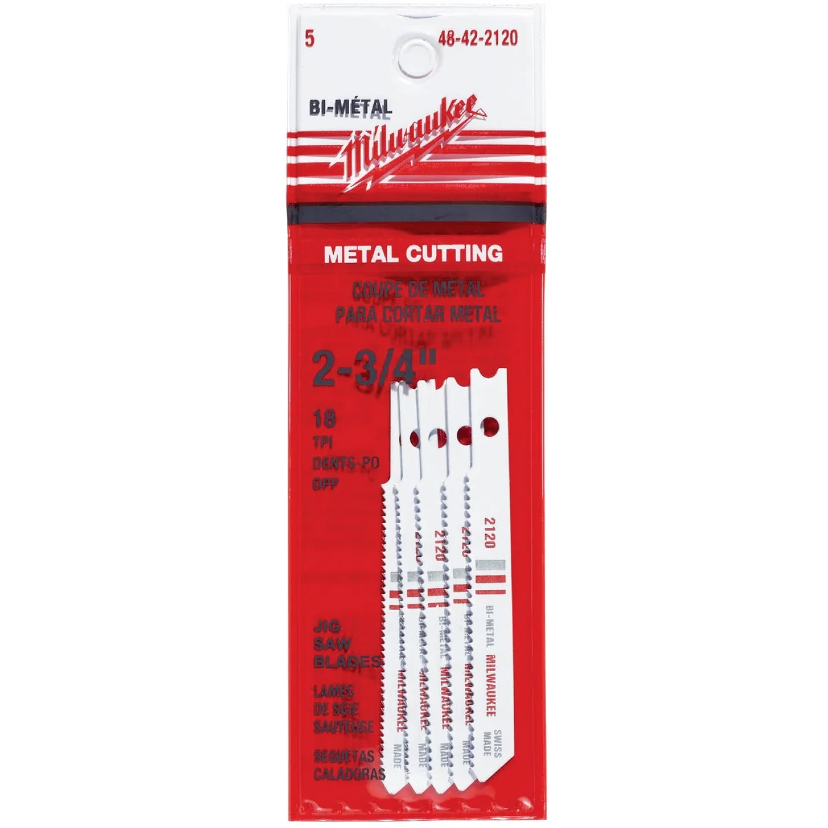 Excellent Milwaukee U-Shank 2-3 4 In. x 18 TPI Bi-Metal Jig Saw Blade Metal Cutting 5-Pack Efficient