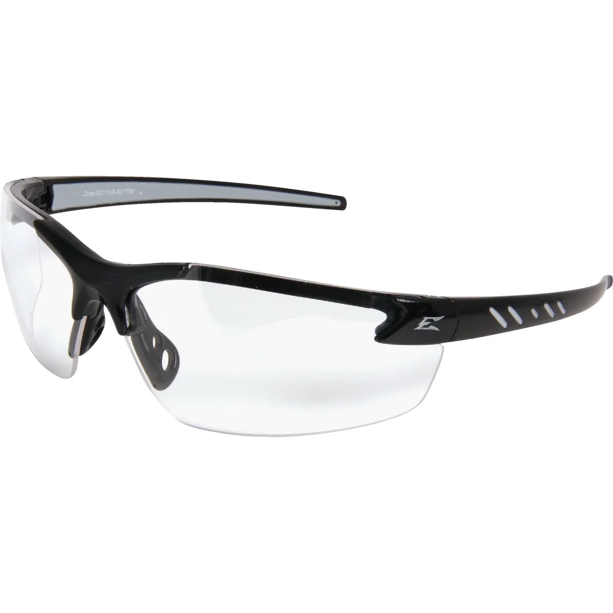 Contemporary Edge Eyewear Zorge G2 Gloss Black Frame Safety Glasses with Clear Lenses Enhanced