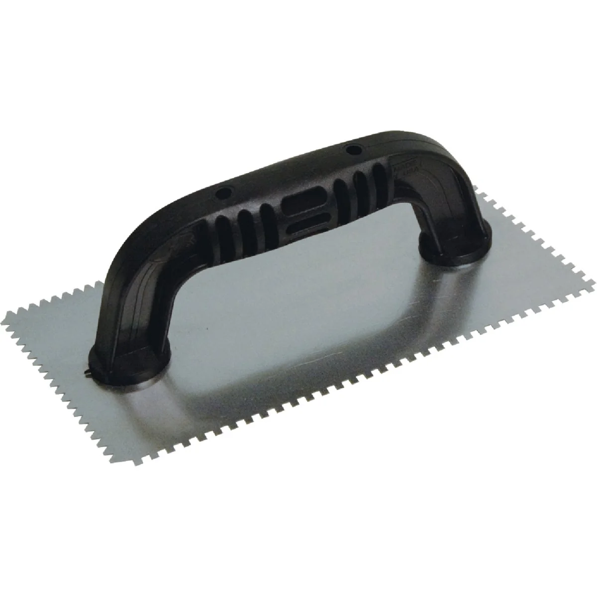 Modern QLT 1 8 In. Square Notched 1 8 In. Flat V-Notched Trowel w Black Handle Convenient